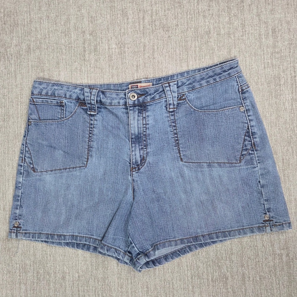 Faded Glory Womens Boho Jean Shorts W34" Medium Wash Mid Rise Retro Y2K Size 12